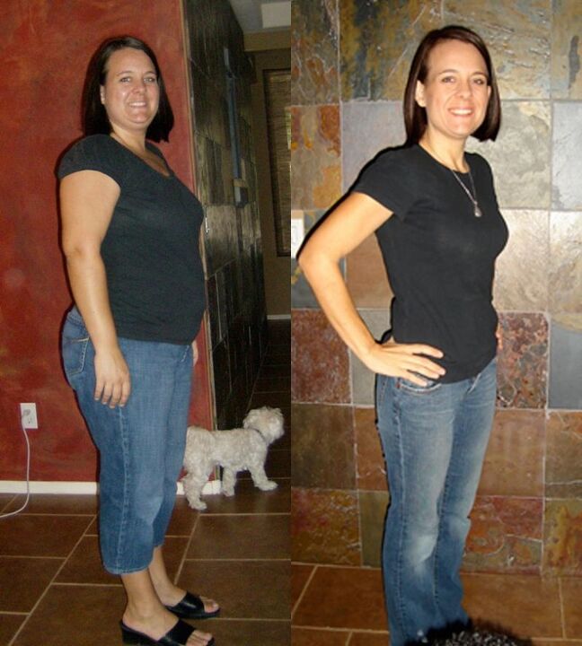 Le résultat d'une femme qui perd du poids avec un régime hebdomadaire de 5 kg de sarrasin